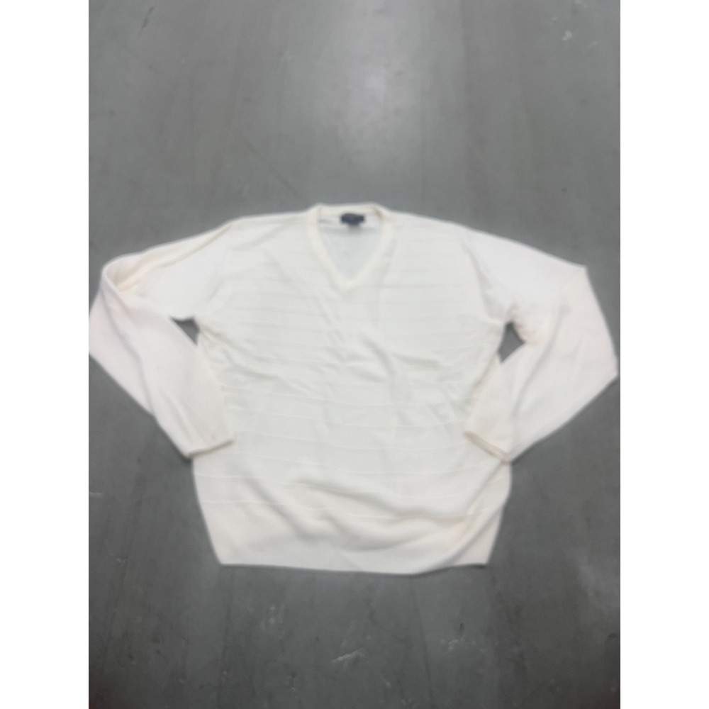 Dockers Sweater Men's Medium Beige Tight Knit V-Neck Long Sleeve Winter Wear